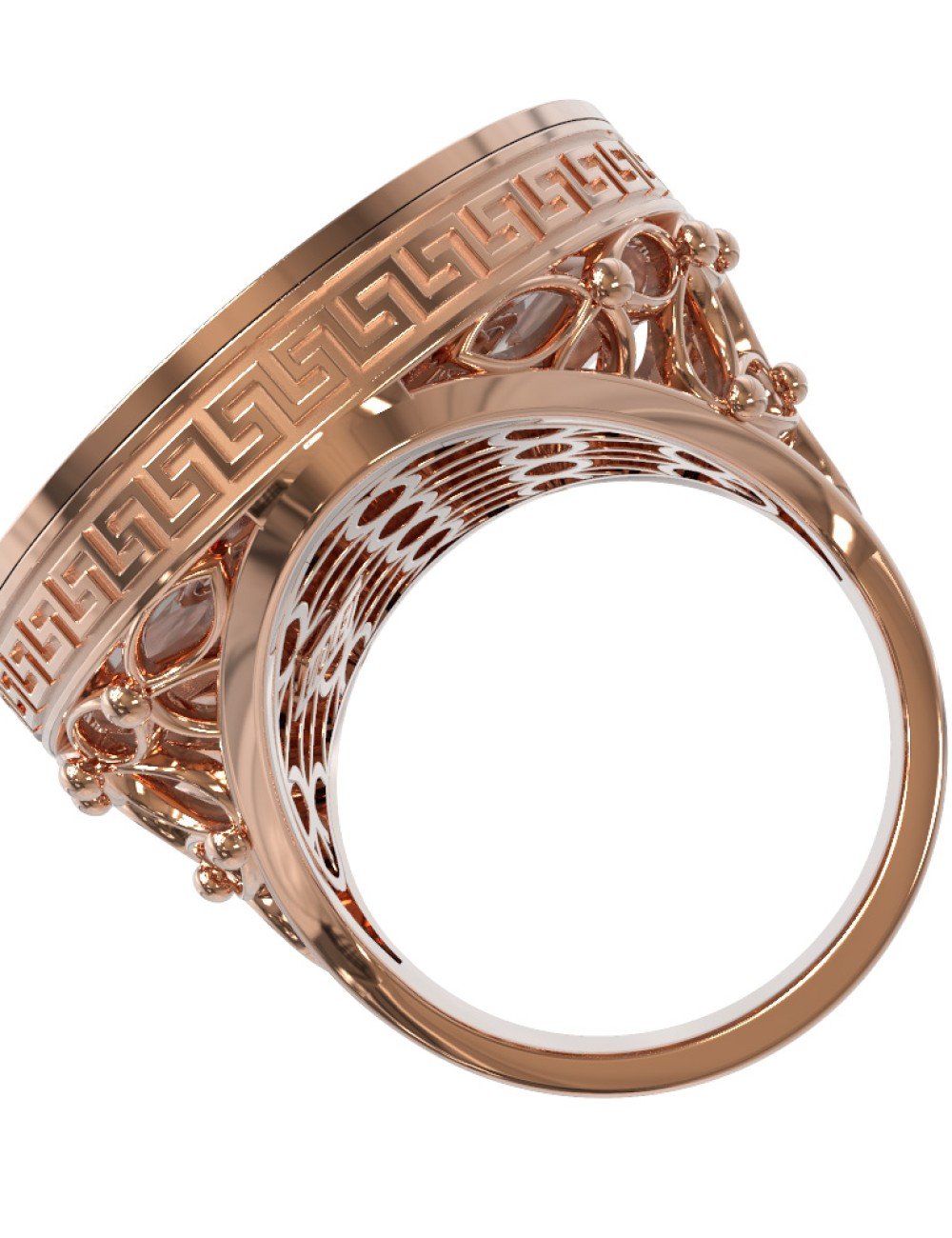 Кольцо из золота c эмалью и перламутром