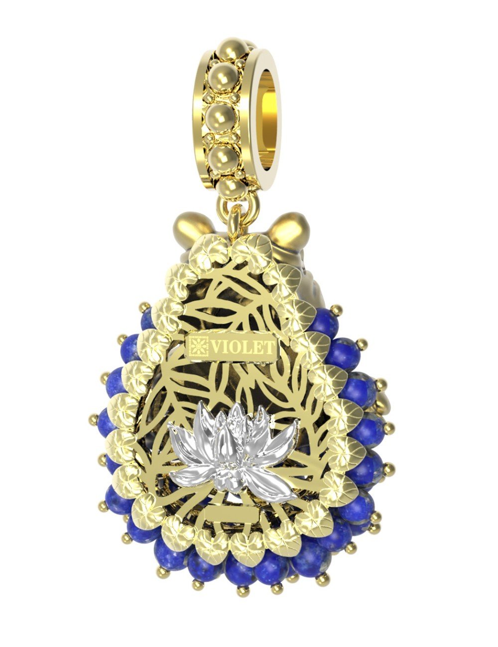 Подвеска из лимонного золота c эмалью и лазуритом