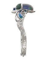 Браслет из белого золота c эмалью, фианитом, сапфиром и эмалью