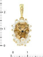 Подвеска из лимонного золота c эмалью и жемчугом