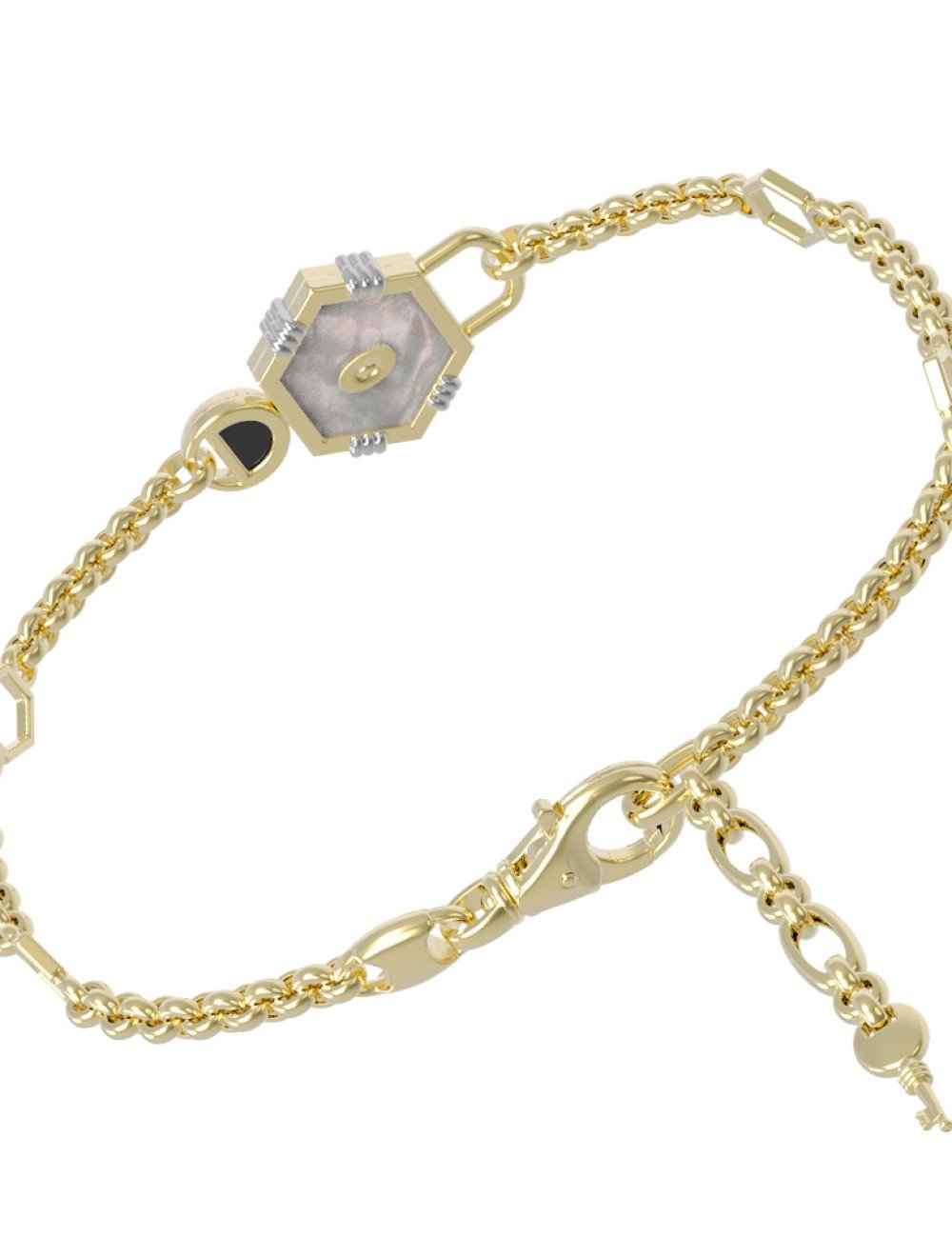 Браслет из лимонного золота c ониксом и перламутром