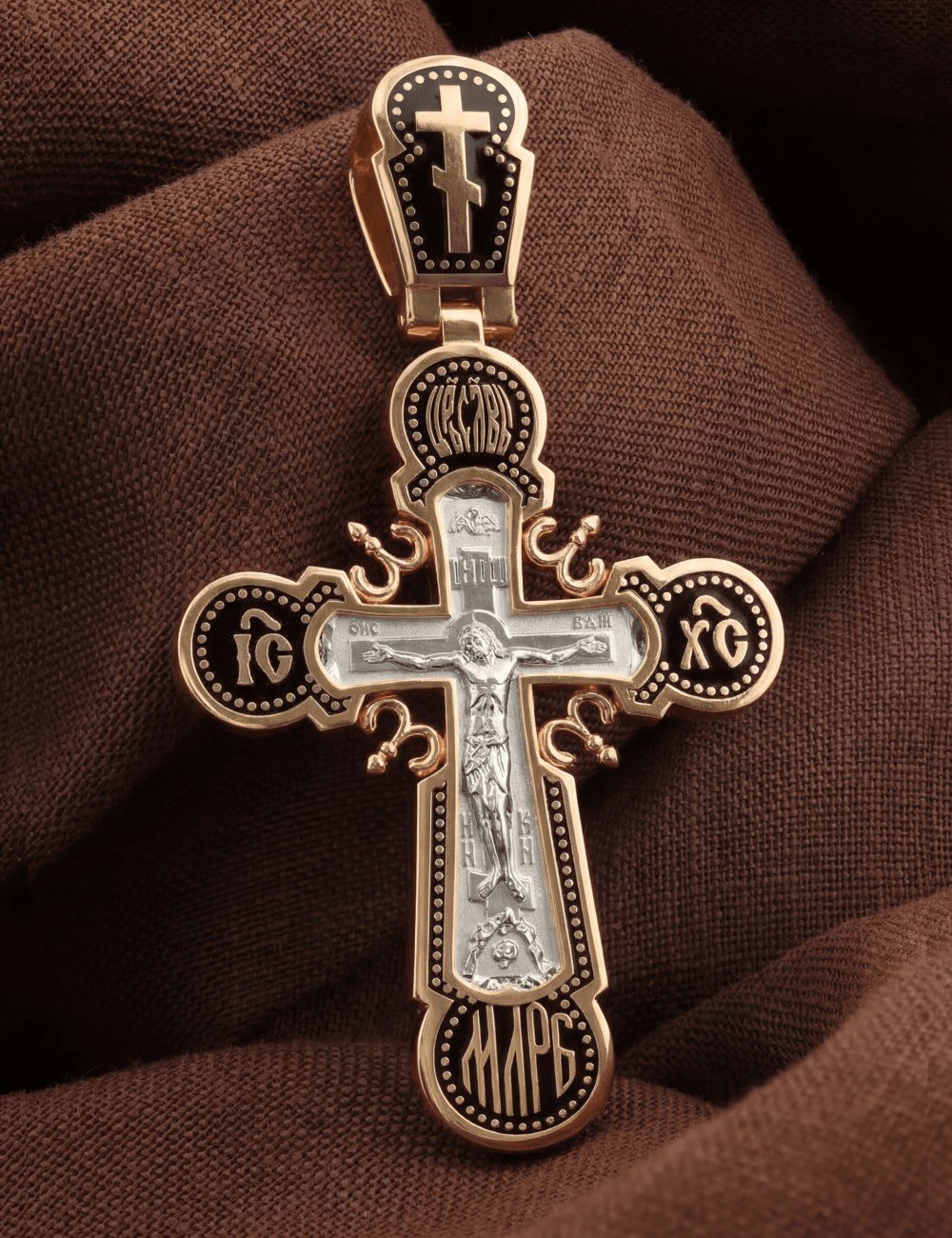 Крест из золота c эмалью