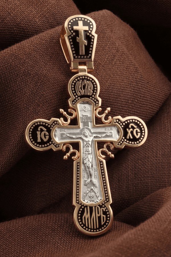 Крест из золота c эмалью