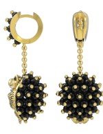 Серьги из лимонного золота c эмалью и ониксом