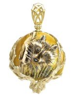 Подвеска из лимонного золота c росписным янтарём