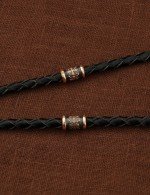 Гайтан из золота c кожаным шнурком