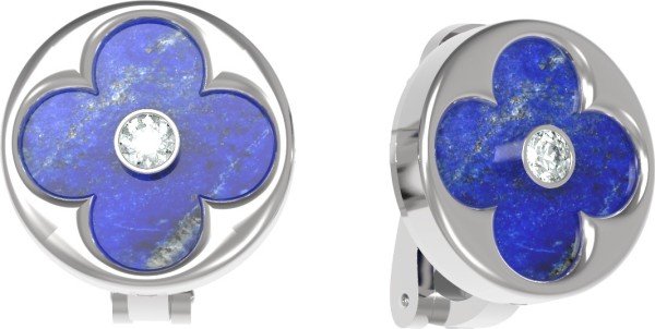 Серьги из белого золота c бриллиантами и лазуритом