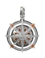 Подвеска из белого золота c эмалью, бриллиантами и ониксом