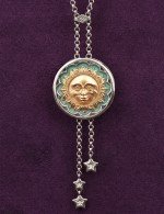 Колье из белого золота c бирюзой и лазуритом