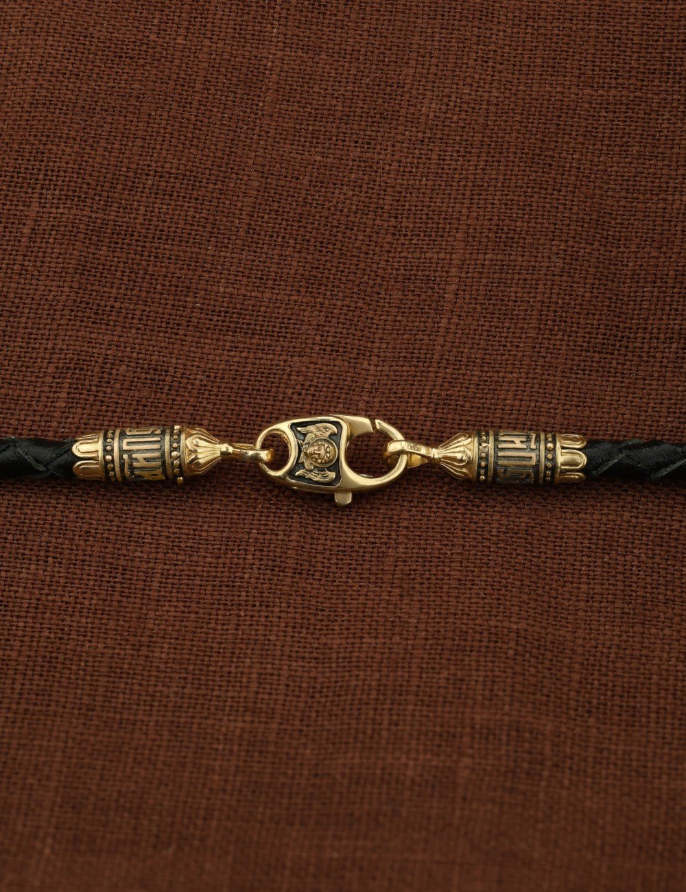 Гайтан из лимонного золота c кожаным шнурком