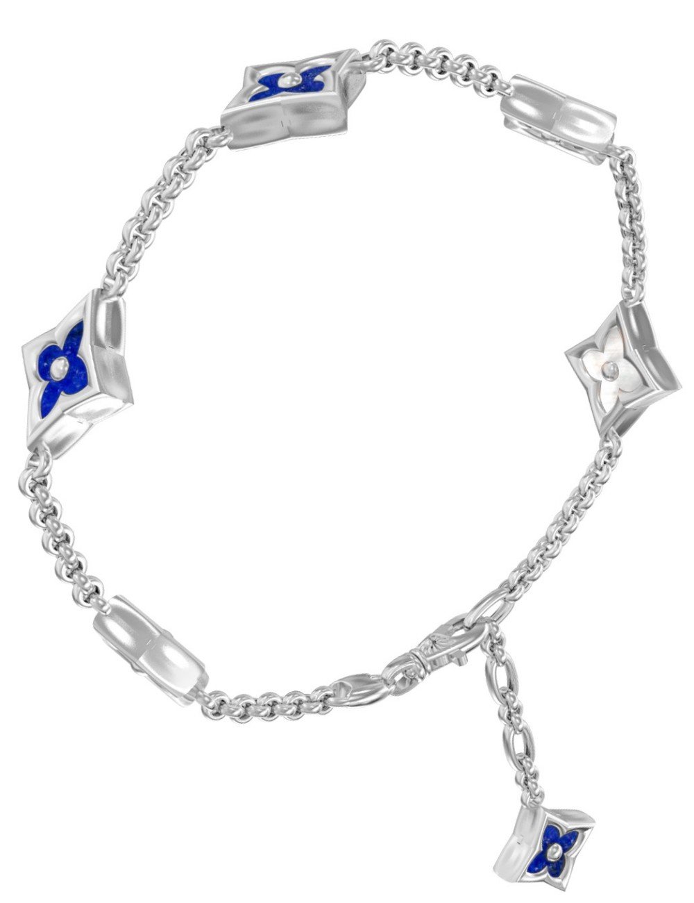 Браслет из белого золота c лазуритом и перламутром