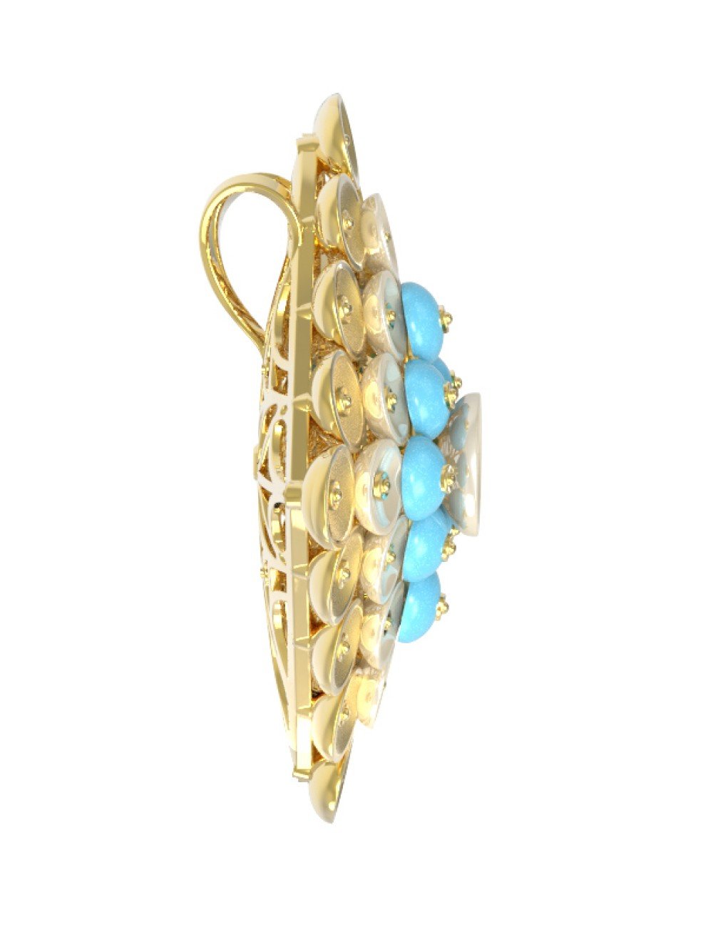 Подвеска из лимонного золота c бирюзой и перламутром