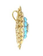 Подвеска из лимонного золота c бирюзой и перламутром