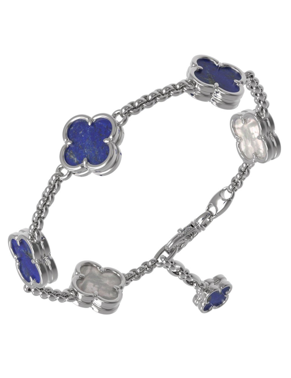 Браслет из белого золота c лазуритом и перламутром