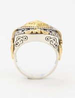 Кольцо из серебра и золота c рубином