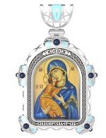 Образок из белого золота c эмалью и иконописью