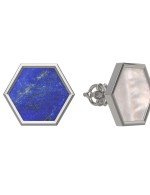 Серьги из белого золота c лазуритом и перламутром