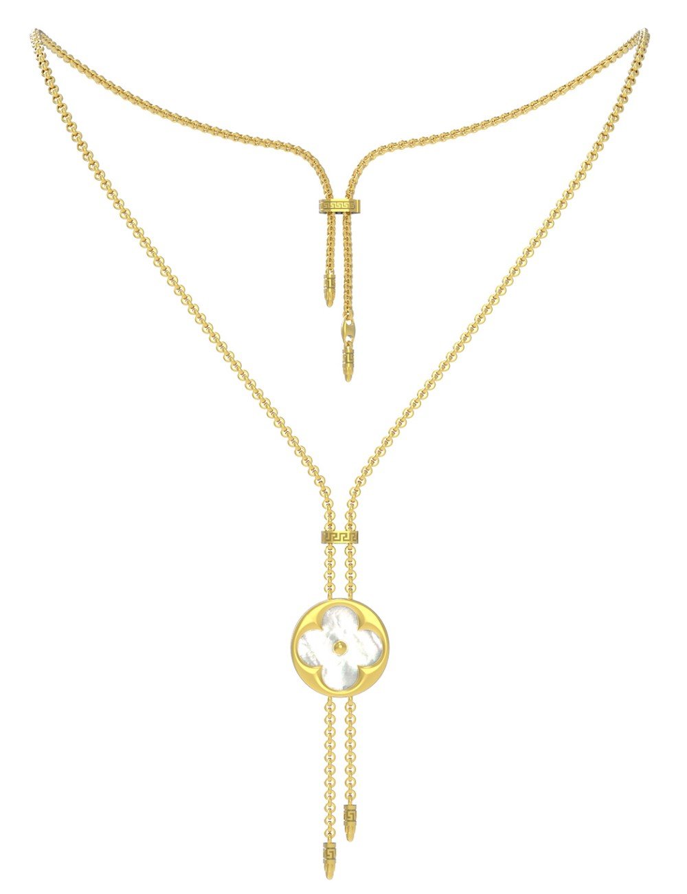 Колье из лимонного золота c лазуритом и перламутром