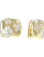 Серьги из лимонного золота c бриллиантами и перламутром