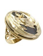 Кольцо из лимонного золота c эмалью и ониксом