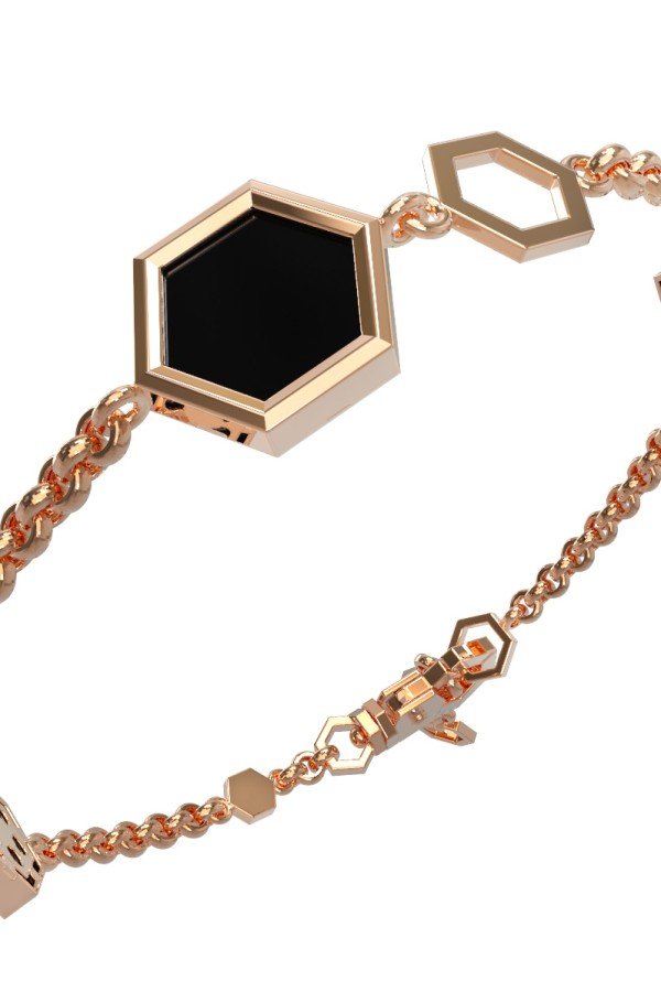 Браслет из золота c бриллиантами, ониксом и перламутром