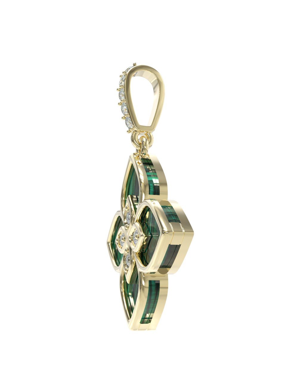 Подвеска из лимонного золота c бриллиантами и малахитом