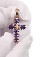 Крест из золота c лазуритом