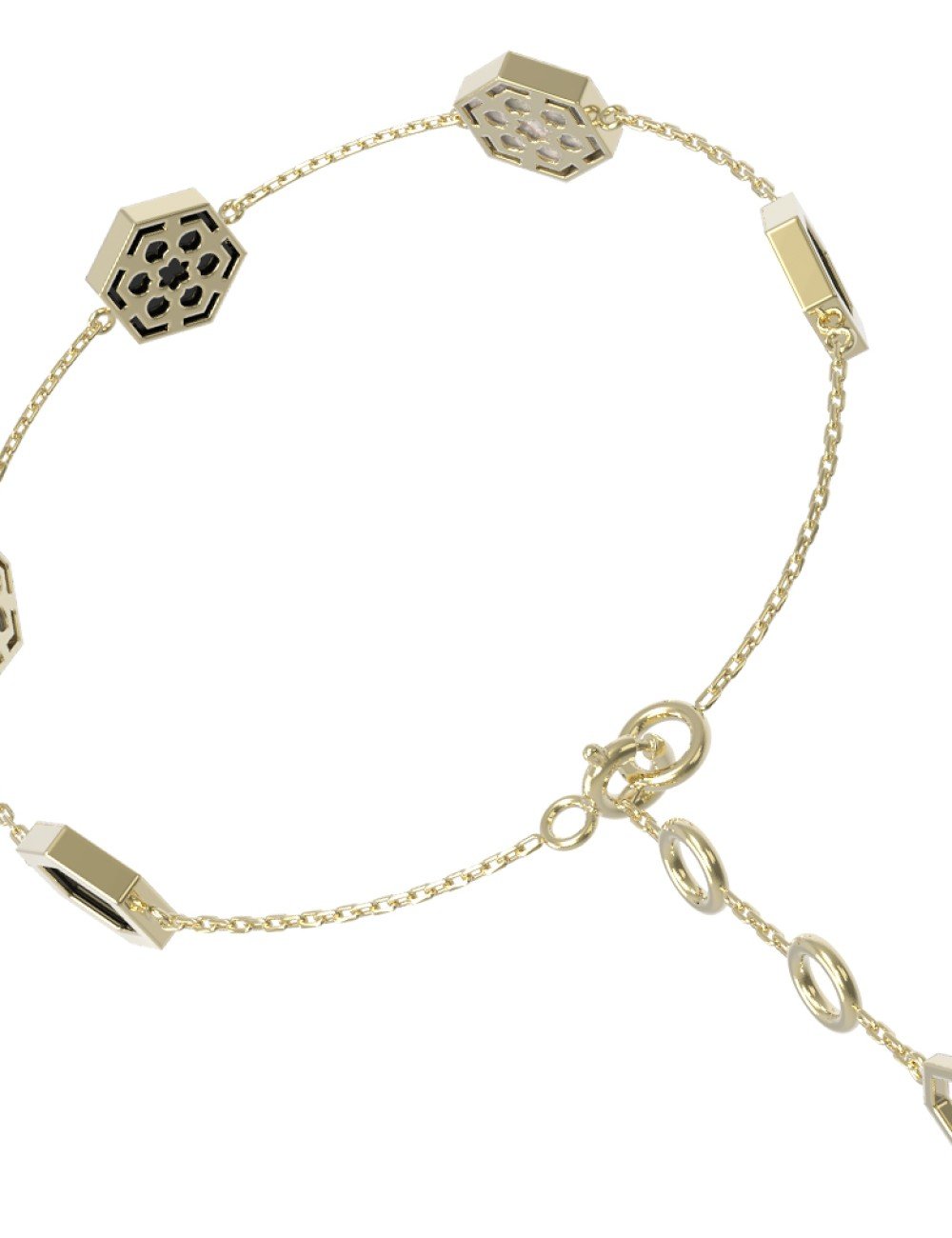 Браслет из лимонного золота c ониксом и перламутром