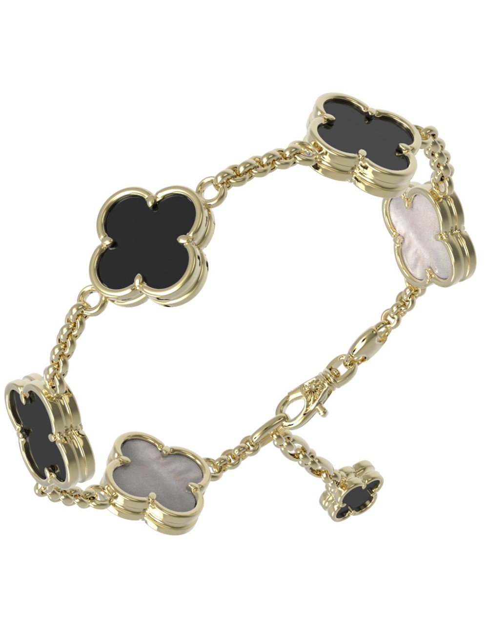 Браслет из лимонного золота c ониксом и перламутром