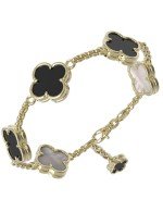 Браслет из лимонного золота c ониксом и перламутром