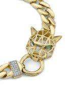 Браслет из лимонного золота c бриллиантами и изумрудом