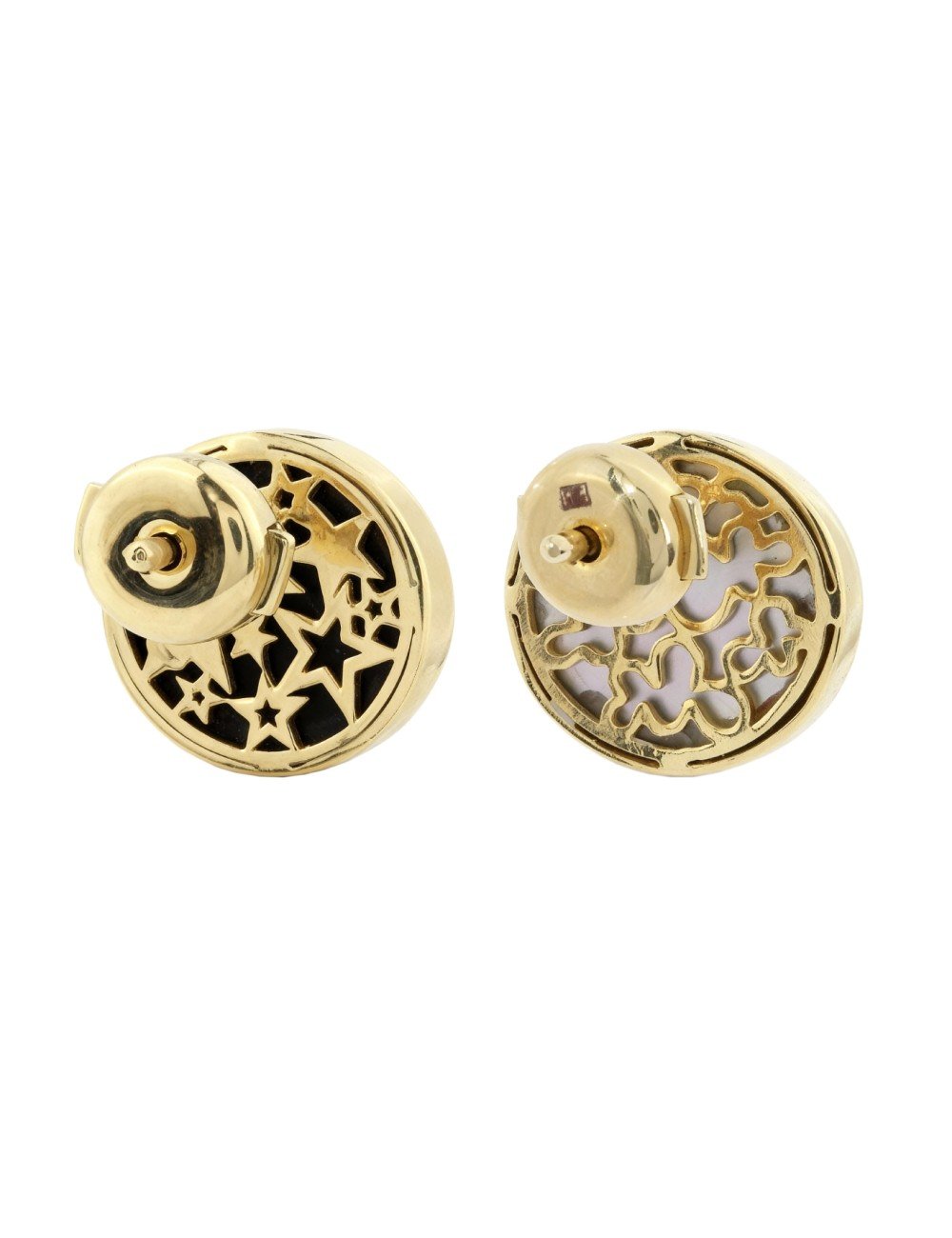 Серьги из лимонного золота c бриллиантами, ониксом и перламутром