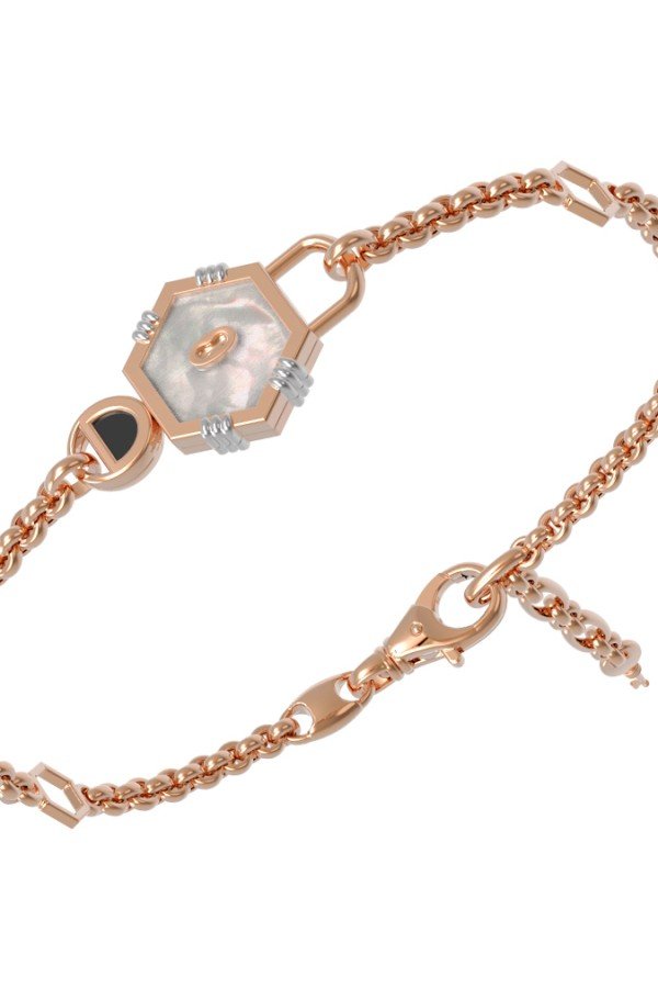 Браслет из золота c ониксом и перламутром