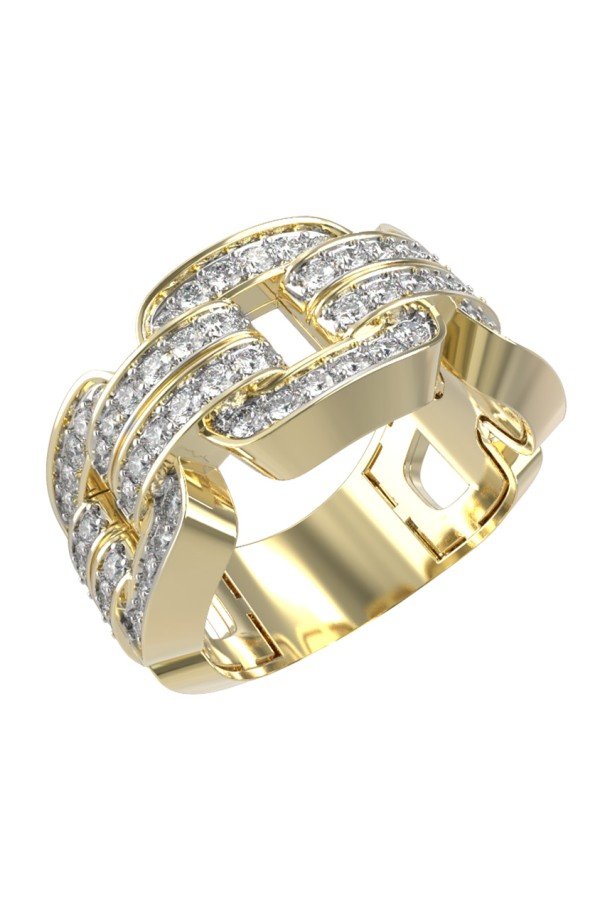 Кольцо из лимонного золота c бриллиантами