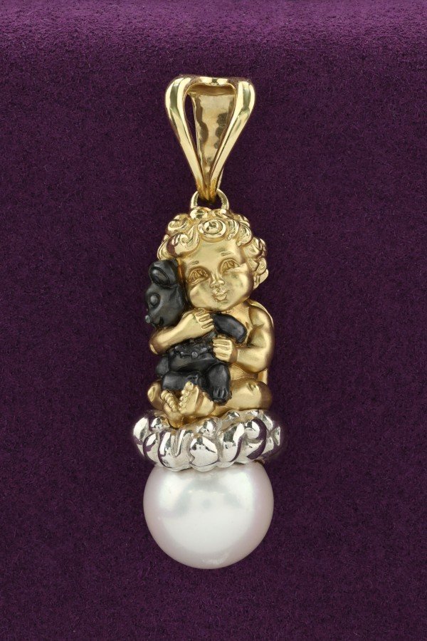 Подвеска из лимонного золота c жемчугом