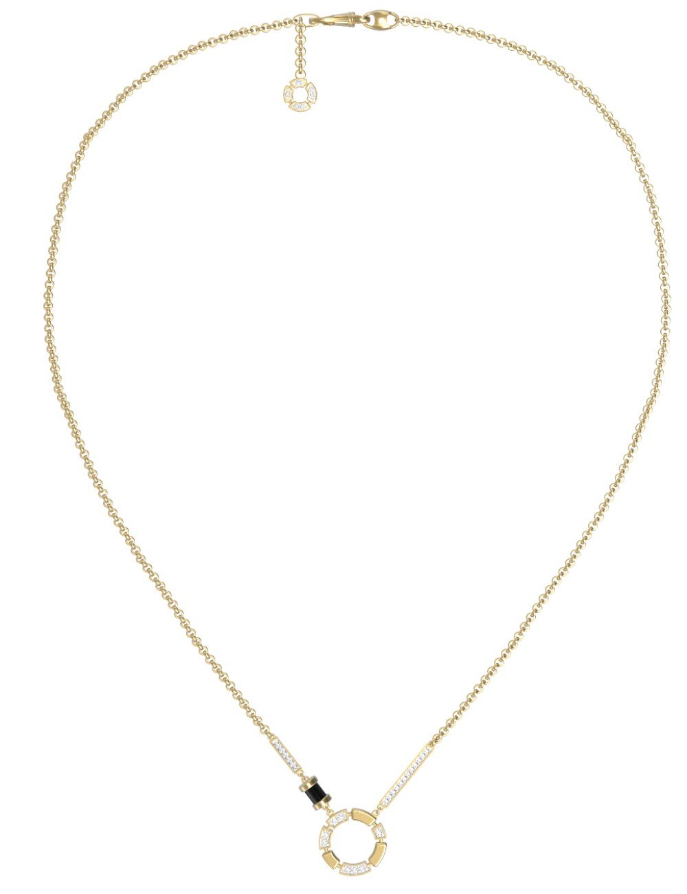 Колье из лимонного золота c бриллиантами и ониксом