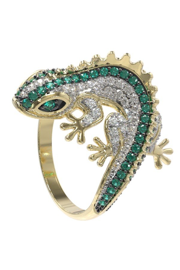 Кольцо из лимонного золота c фианитом