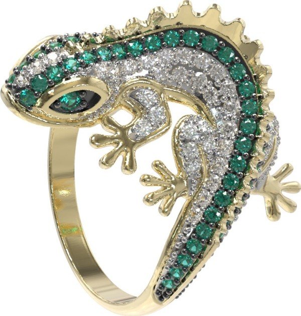 Кольцо из лимонного золота c фианитом