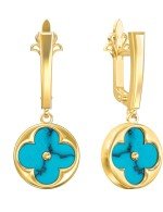Серьги из лимонного золота c бирюзой