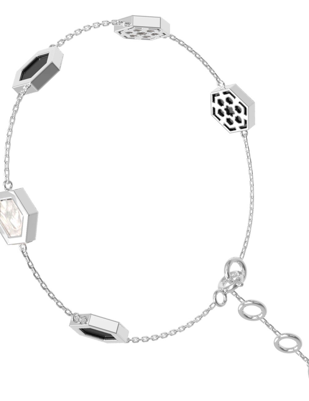 Браслет из белого золота c ониксом и перламутром