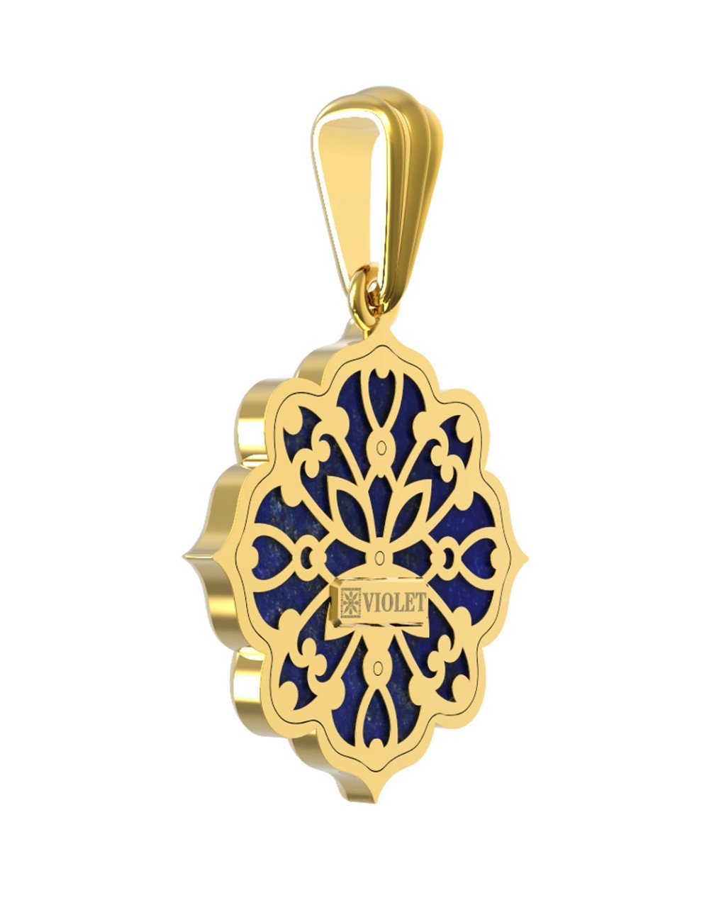 Подвеска из лимонного золота c бирюзой и лазуритом