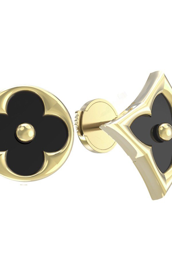 Серьги из лимонного золота c ониксом