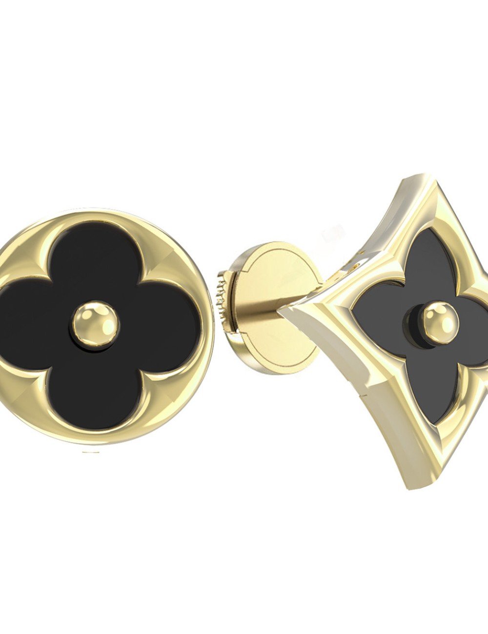 Серьги из лимонного золота c ониксом