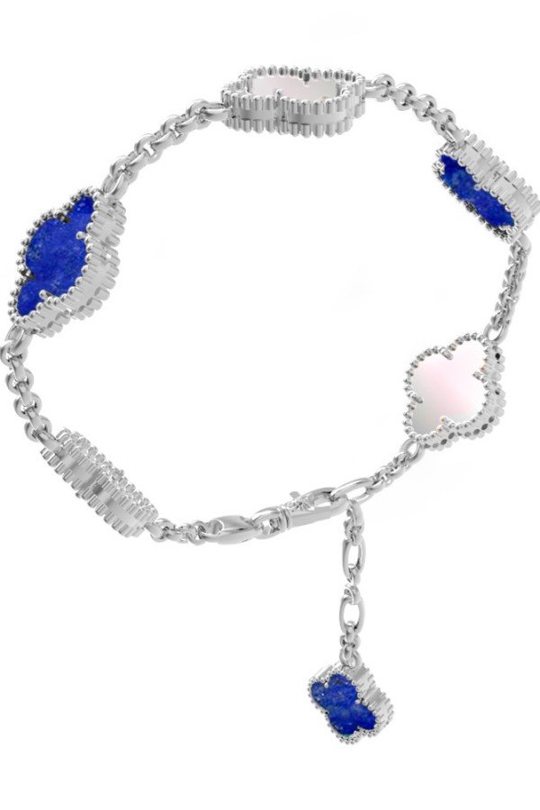 Браслет из белого золота c лазуритом и перламутром