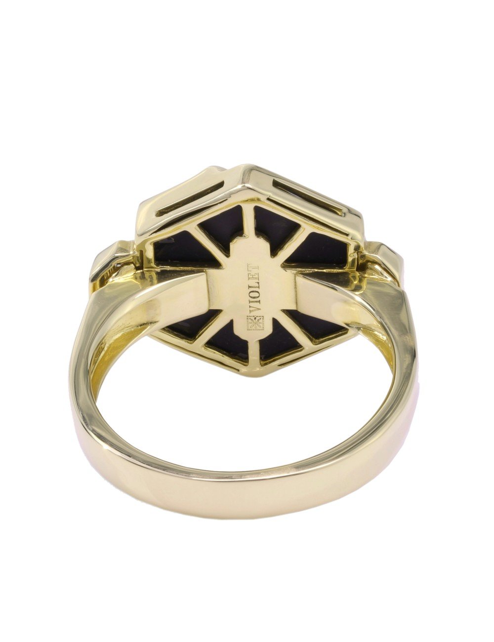 Кольцо из лимонного золота c бриллиантами и ониксом