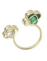 Кольцо из лимонного золота c малахитом и перламутром