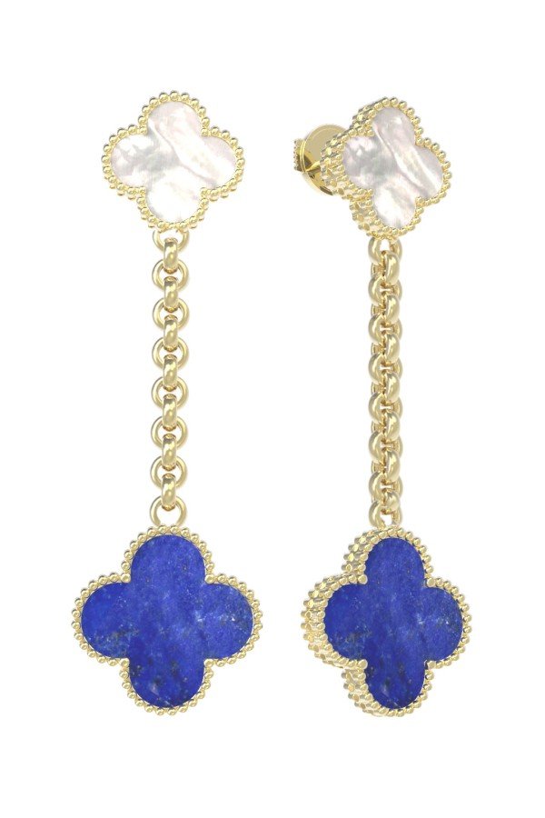 Серьги из лимонного золота c лазуритом и перламутром