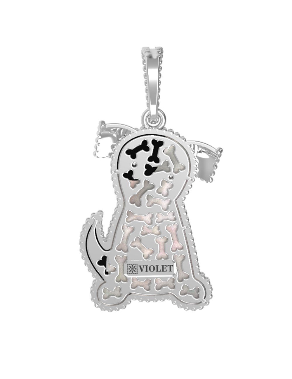 Подвеска из белого золота c эмалью, ониксом и перламутром