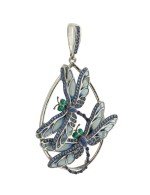Подвеска из белого золота c сапфиром и эмалью