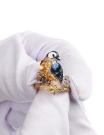 Кольцо из лимонного золота c эмалью, фианитом, цитрином и сапфиром